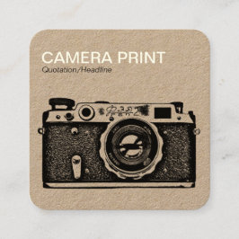 Kameratryck - kräm + Svart på det Kraft kortet Fyrkantigt Visitkort