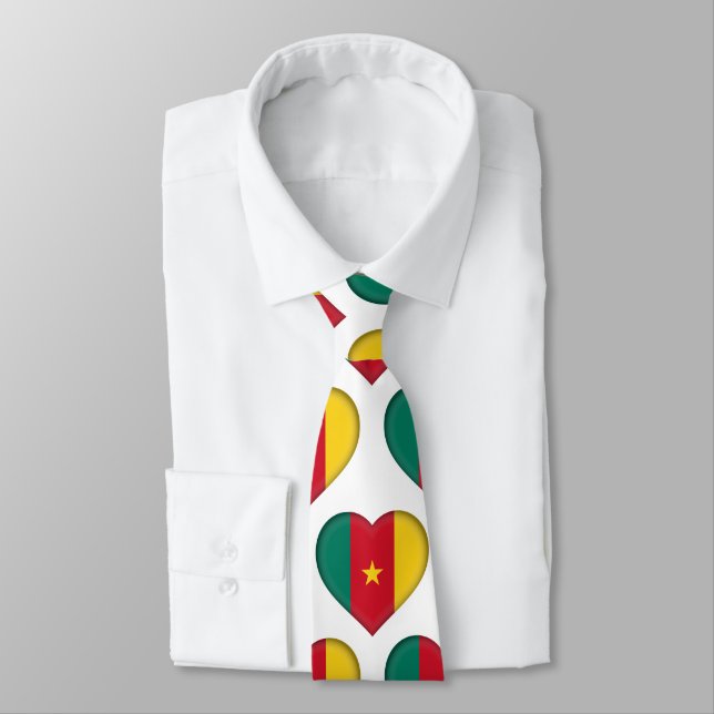Kameroon Flagga Heart Mönster Neck Tie Slips (Bunden)