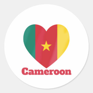 Kameroon Heart Flagga Runt Klistermärke