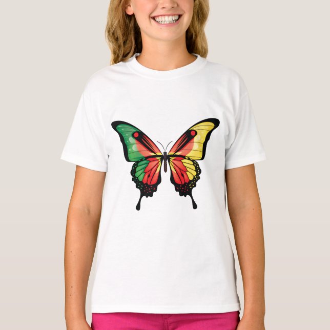 Kameroon Swallowtail Butterfly Flagga Sticker T Shirt (Framsida)