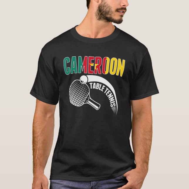 Kamerun Bord Tennis Support Kamerun Ping P T Shirt (Framsida)