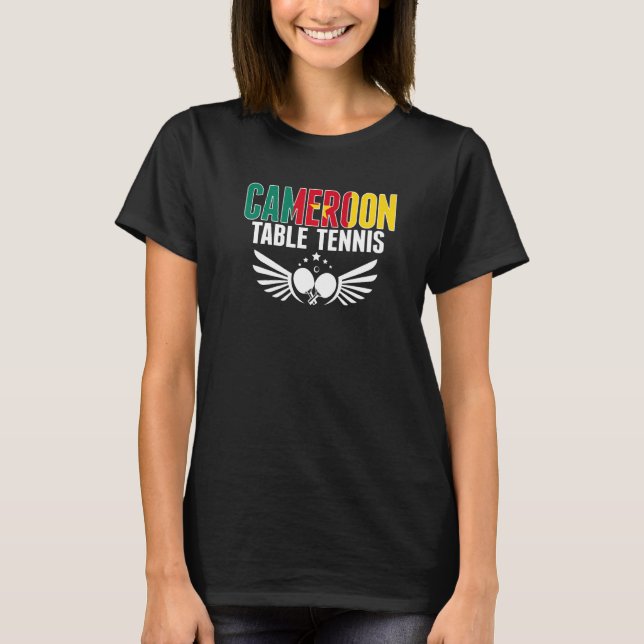 Kamerun Bord Tennis Support Kamerun Ping P T Shirt (Framsida)