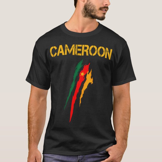 Kamerun,Flagga av Kamerun,Kamerun-Flagga. T Shirt (Framsida)