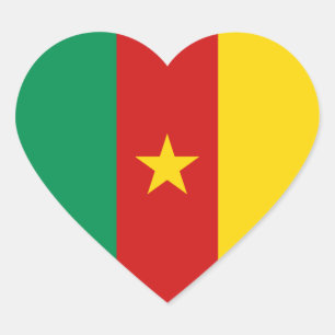Kamerun Flagga Hjärta Klistermärke