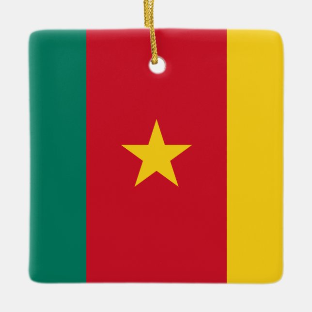 Kamerun Flagga Julgransprydnad Keramik (Framsida)
