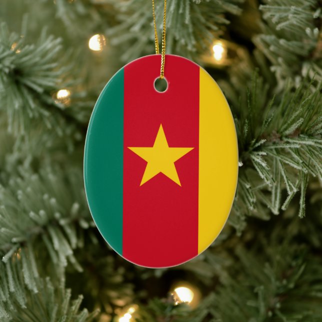 Kamerun Flagga Julgransprydnad Keramik (Träd)