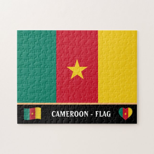 Kamerun Flagga & Kamerun land / Kamerun Pussel (Horisontell)