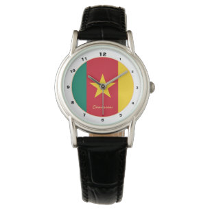 Kamerun Flagga & Kamerun trendig mode /design Armbandsur
