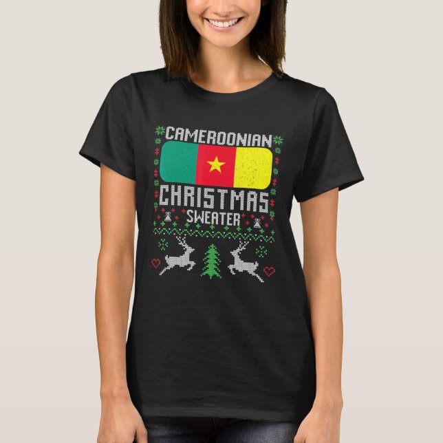 Kamerun Flagga Kamerunisk julsötare T Shirt (Framsida)