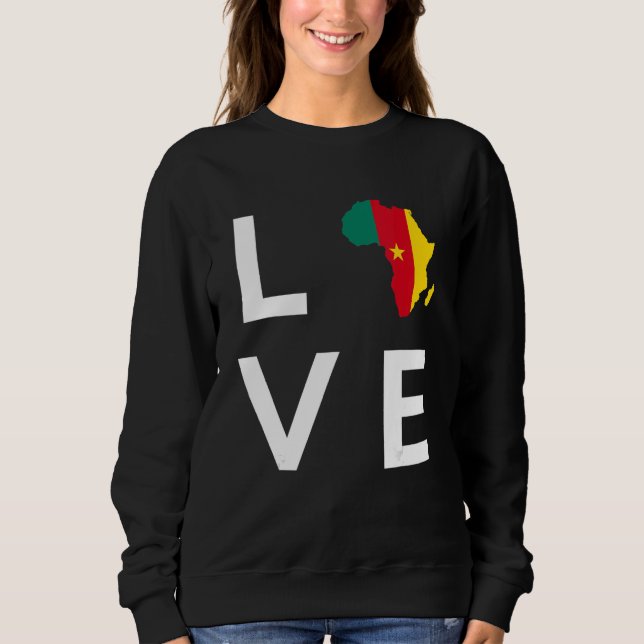 Kamerun Flagga Kärlek Afrika Continent Silhouette  T Shirt (Framsida)
