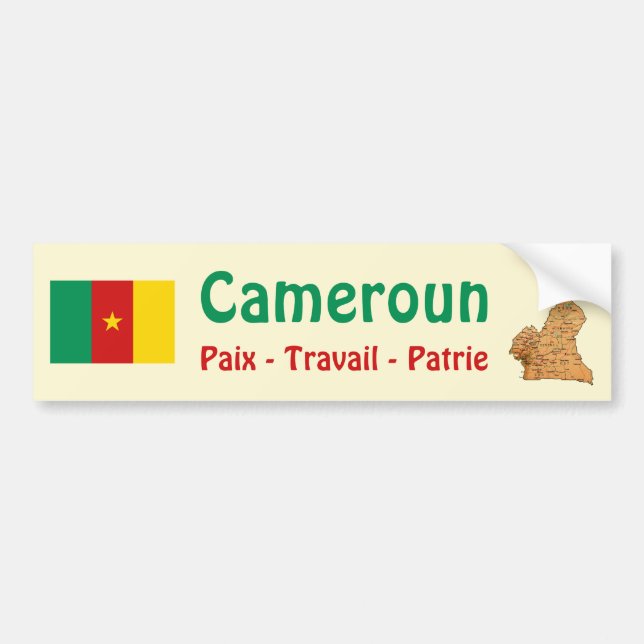 Kamerun Flagga + Kart Dekal (Framsidan)
