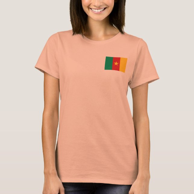 Kamerun Flagga + Karttröja T Shirt (Framsida)