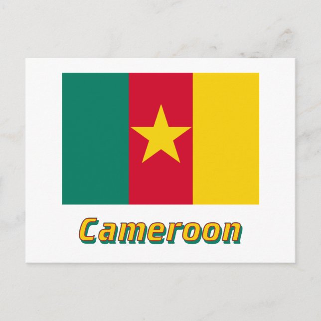 Kamerun Flagga med Namn Vykort (Framsida)