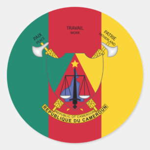 Kamerun, Flagga och Jacka av Arm, Flagga av Kameru Runt Klistermärke