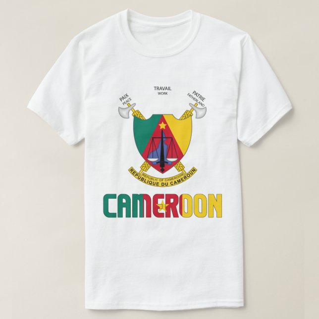 Kamerun, Flagga och Jacka av Arm Patriotic T Shirt (Design framsida)
