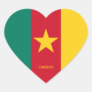 Kamerun Flagga Patriotic Hjärtformat Klistermärke