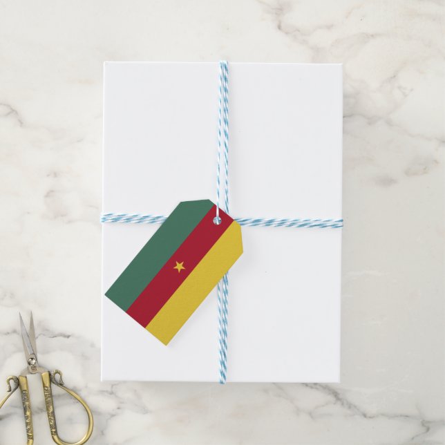 Kamerun flagga presentetikett (Med Snöre)