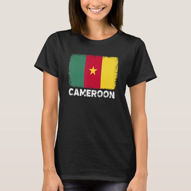 Kamerun Flagga Support Kameruniska kvinnor T Shirt (Framsida)
