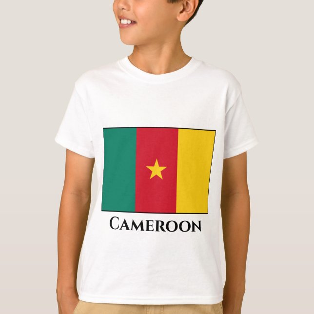 Kamerun Flagga T Shirt (Framsida)