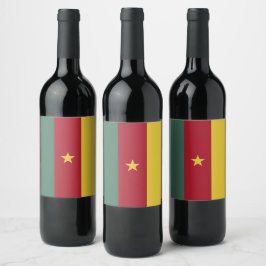 Kamerun flagga vinflaska etikett
