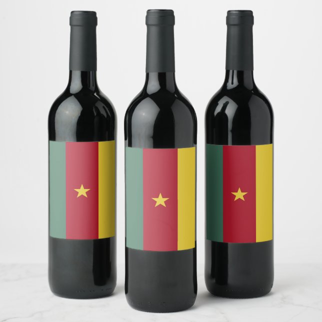Kamerun flagga vinflaska etikett (Flaskor)