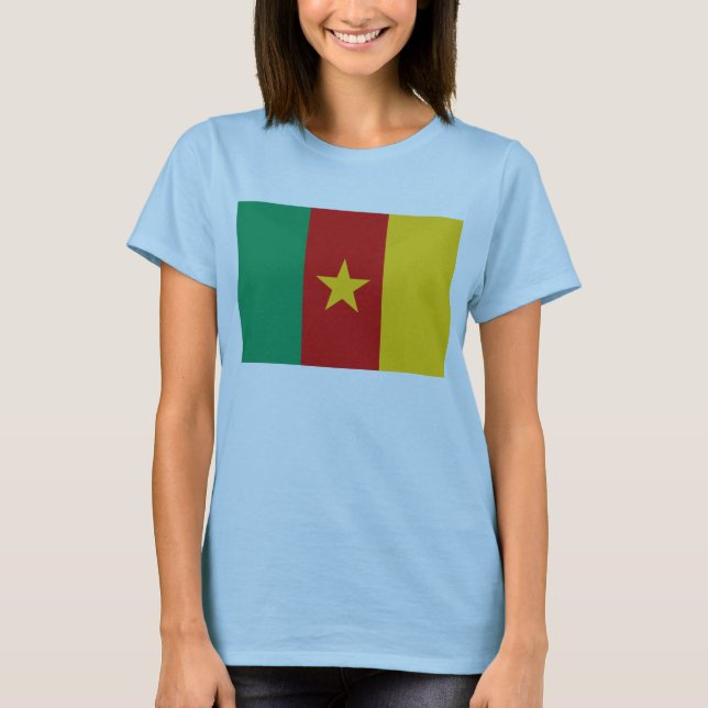 Kamerun Flagga x Karta T-Shirt (Framsida)