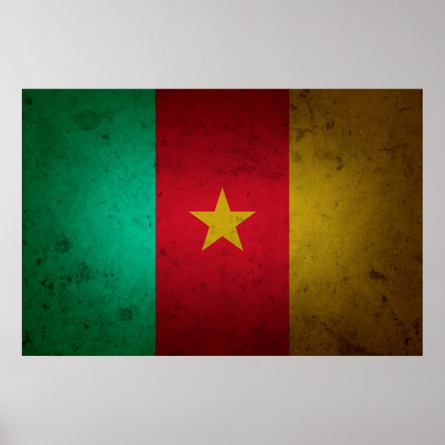 Kamerun Grunge Flagga Kamerun Struktur Poster (Framsidan)
