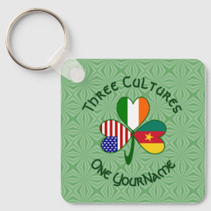 Kamerun Irländska USA Flaggor Shamrock Ditt Namn Nyckelring