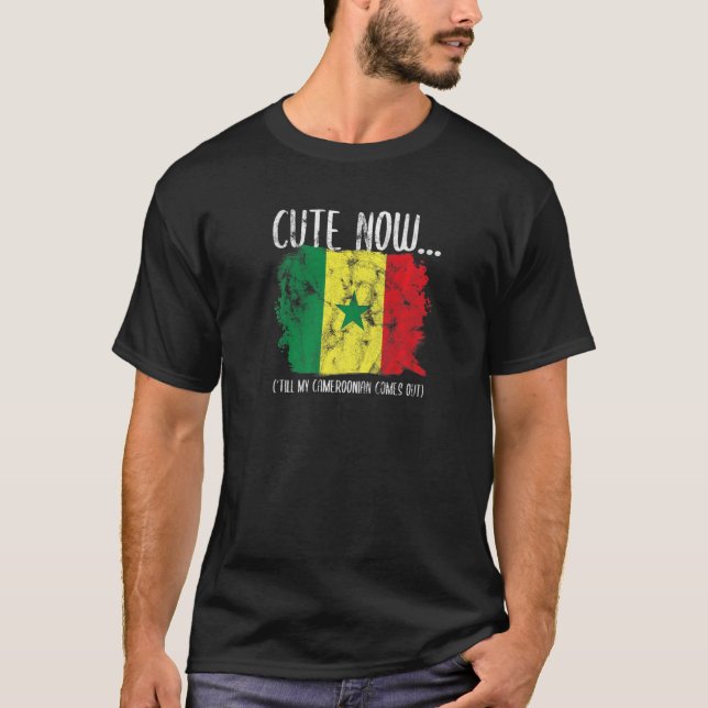 Kamerun Kameruns Flagga Proud Cute nu till Mel T Shirt (Framsida)
