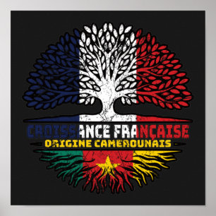 Kamerun Kameruns Fransk Frankrike Träd Roots Flagg Poster