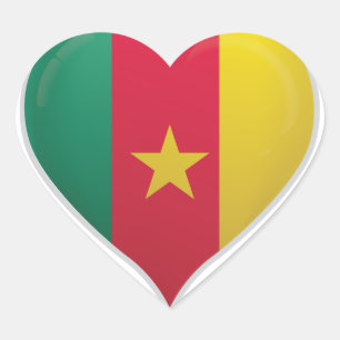 Kamerun kärlek flagga pride hjärtdekalett hjärtformat klistermärke