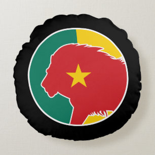 Kamerun Lejona Kameruns nationella Flagga Rund Kudde