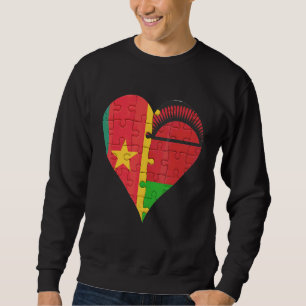 Kamerun Malawian Flagga Heart Lång Ärmad Tröja