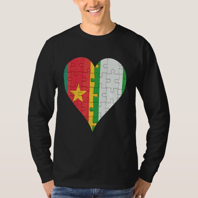 Kamerun nigerianska Flagga Heart T Shirt (Framsida)