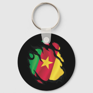 Kamerun Rippad Flagga Nyckelring