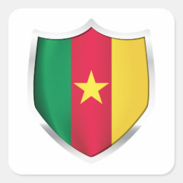 Kamerun Silver Shield Flagga Fyrkantigt Klistermärke