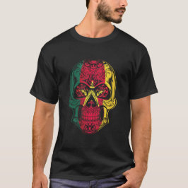 Kamerun Skull och Ro Flagga T Shirt