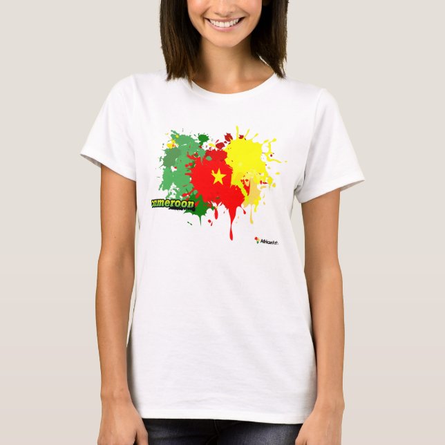 Kamerun Stänk White Tee Shirt (Framsida)