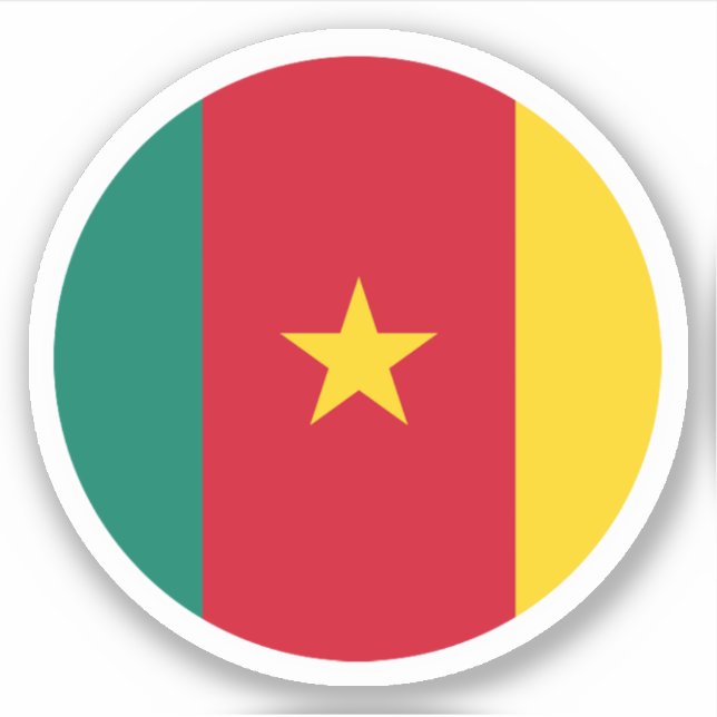 Kameruns Flagga Round Sticker Klistermärken (Framsida)