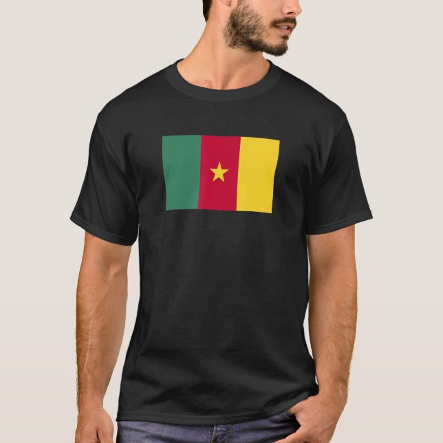 Kameruns fotboll i Kamerun Flagga 3 T Shirt (Framsida)