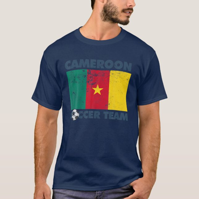 Kameruns fotbollslag Flagga 2022 Supporter Kamerun T Shirt (Framsida)
