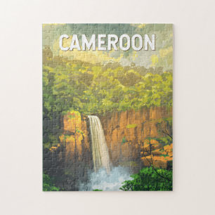 Kameruns illustration Travel Art-Vintage Pussel