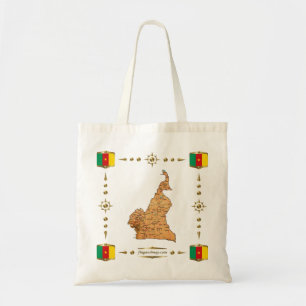 Kameruns Karta + Flaggor Bag Tygkasse