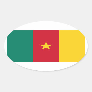 Kameruns nationella Flagga Ovalt Klistermärke