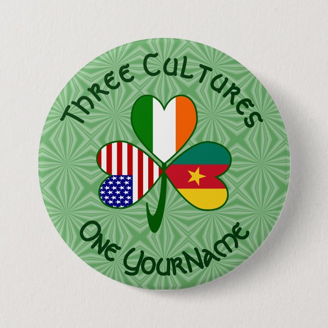 Kamerunsk irländsk amerikansk flaggor Shamrock Per Knapp (Framsida)