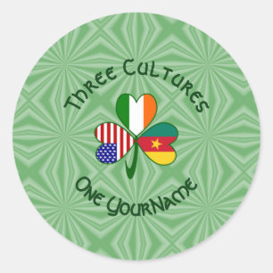 Kamerunsk irländsk amerikansk flaggor Shamrock Per Runt Klistermärke