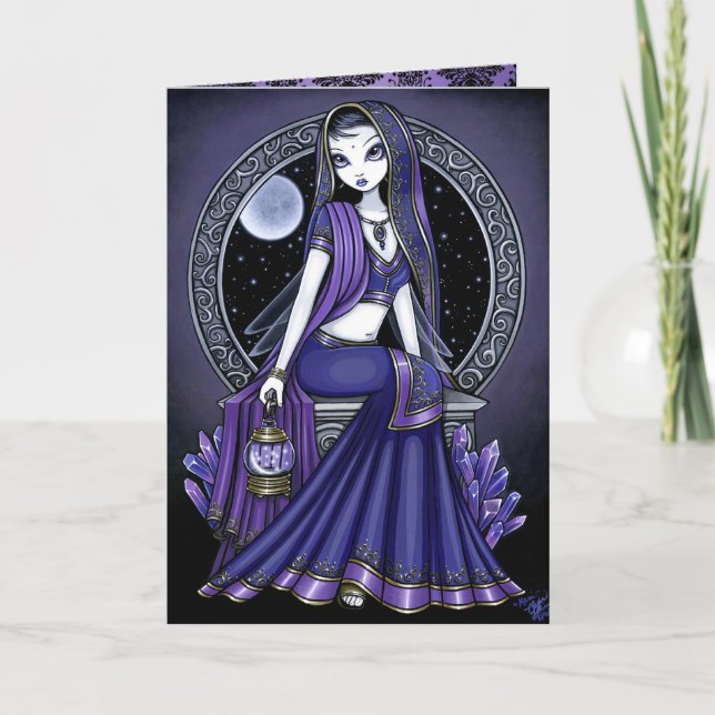 "Kami" Lila Måne Sari Fairy Card Kort (Framsida)