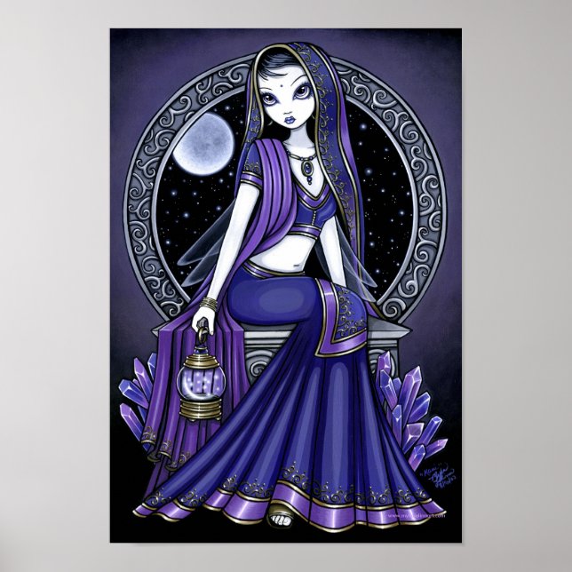 "Kami" Lila Måne Sari Fairy Poster (Framsidan)