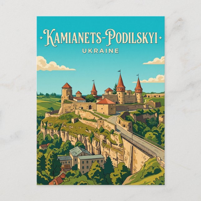Kamianets-Podilskyi slott Ukraina Vykort (Framsida)