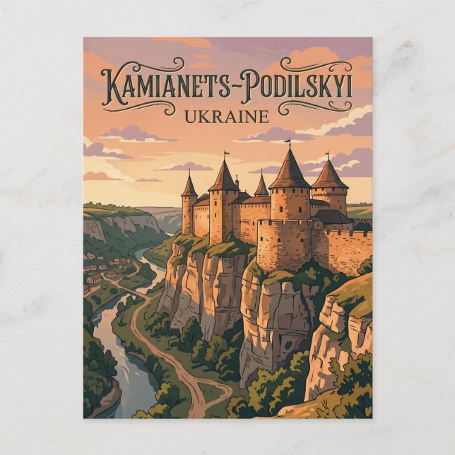 Kamianets-Podilskyi slott Ukraina Vykort (Framsida)